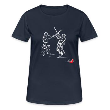 Blanc SWORD MÉDIÉVAL - T-shirt respirant Femme - bleu marine foncé - Devant - AI Model Female 172 light (172cm)