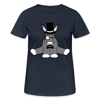 riche monsieur monsieur moustache moustache mono - T-shirt respirant Femme - bleu marine foncé - Devant - AI Model Female 172 light (172cm)