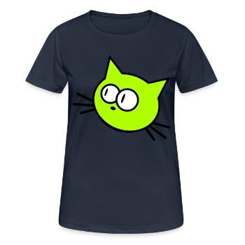 Neugierige Katze Guckt Lustig Ulkig Albern Komisch - Frauen T-Shirt atmungsaktiv - Dunkelnavy - Vorne - AI Model Female 172 light (172cm)