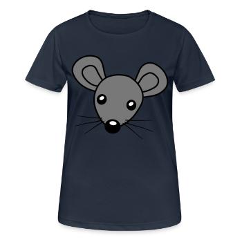 Souris tête clipart - T-shirt respirant Femme - bleu marine foncé - Devant - AI Model Female 172 light (172cm)