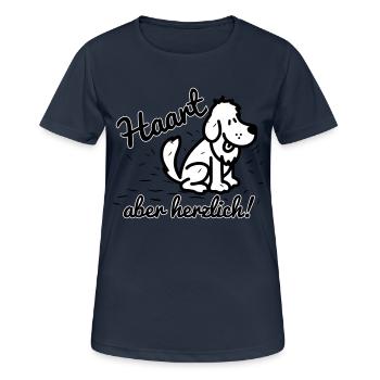 Haart - aber herzlich - Frauen T-Shirt atmungsaktiv - Dunkelnavy - Vorne - AI Model Female 172 light (172cm)