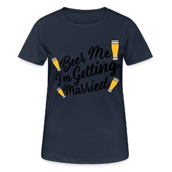 Beer Me Me marier - T-shirt respirant Femme - bleu marine foncé - Devant - AI Model Female 172 light (172cm)