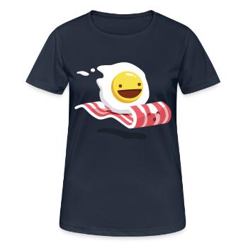 Egg Bacon Buddies - T-shirt respirant Femme - bleu marine foncé - Devant - AI Model Female 172 light (172cm)