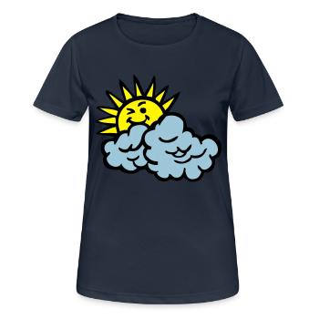 nuage sourire soleil - T-shirt respirant Femme - bleu marine foncé - Devant - AI Model Female 172 light (172cm)