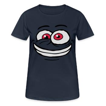 Crazy Comic Face Design - Women's Breathable T-Shirt - dark navy - Front - AI Model Female 172 light (172cm)