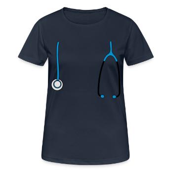 Das Stethoskop - Frauen T-Shirt atmungsaktiv - Dunkelnavy - Vorne - AI Model Female 172 light (172cm)