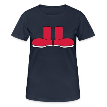 2 schuhe stiefel anziehen klamotten schuhe weihnac - Frauen T-Shirt atmungsaktiv - Dunkelnavy - Vorne - AI Model Female 172 light (172cm)