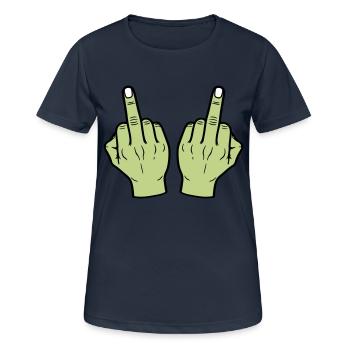 Middle Finger Hand - Women's Breathable T-Shirt - dark navy - Front - AI Model Female 172 light (172cm)