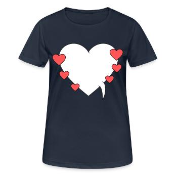 Bulle de dialogue avec des cœurs - T-shirt respirant Femme - bleu marine foncé - Devant - AI Model Female 172 light (172cm)