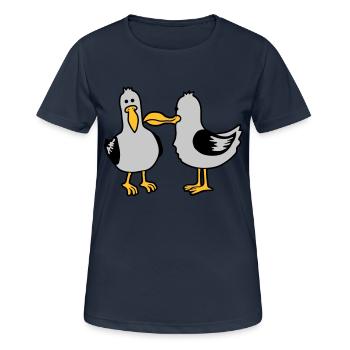 Freunde 2 lustige Möwen - Frauen T-Shirt atmungsaktiv - Dunkelnavy - Vorne - AI Model Female 172 light (172cm)