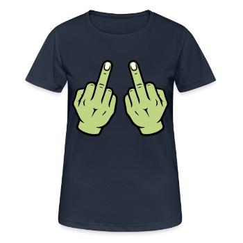 Middle Finger Hand - Women's Breathable T-Shirt - dark navy - Front - AI Model Female 172 light (172cm)