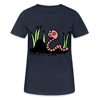 Regenwurm Erde - 3 - Frauen T-Shirt atmungsaktiv - Dunkelnavy - Vorne - AI Model Female 172 light (172cm)