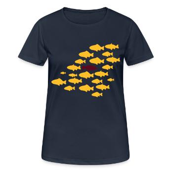 Gegen den Strom Schwimmen - Frauen T-Shirt atmungsaktiv - Dunkelnavy - Vorne - AI Model Female 172 light (172cm)