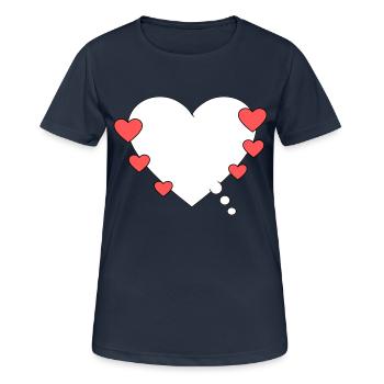 Bulle de pensée avec cœur - T-shirt respirant Femme - bleu marine foncé - Devant - AI Model Female 172 light (172cm)