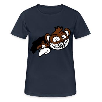 2 Funny Monkey Faces Two Friends Crew Team - T-shirt respirant Femme - bleu marine foncé - Devant - AI Model Female 172 light (172cm)