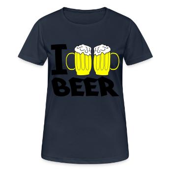 i love beer - Frauen T-Shirt atmungsaktiv - Dunkelnavy - Vorne - AI Model Female 172 light (172cm)