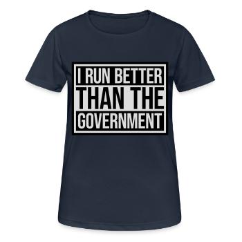 run better than government - Women's Breathable T-Shirt - dark navy - Front - AI Model Female 172 light (172cm)
