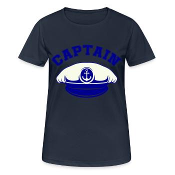 matrosen mütze captain - Frauen T-Shirt atmungsaktiv - Dunkelnavy - Vorne - AI Model Female 172 light (172cm)