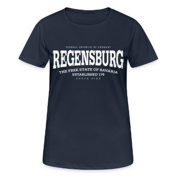 Regensburg (blanc à l'ancienne Edt. '13) - T-shirt respirant Femme - bleu marine foncé - Devant - AI Model Female 172 light (172cm)