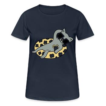 Chill out Cat - Frauen T-Shirt atmungsaktiv - Dunkelnavy - Vorne - AI Model Female 172 light (172cm)