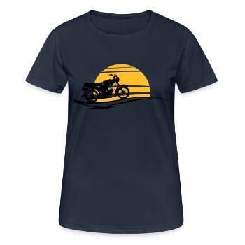 Fahrzeug - Simson Sonne - Frauen T-Shirt atmungsaktiv - Dunkelnavy - Vorne - AI Model Female 172 light (172cm)