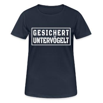 Gesichert Untervögelt Vatertag Malle Style - Frauen T-Shirt atmungsaktiv - Dunkelnavy - Vorne - AI Model Female 172 light (172cm)