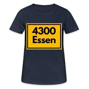 Town sign - then retro old zip code 4300 ESSEN - Women's Breathable T-Shirt - dark navy - Front - AI Model Female 172 light (172cm)