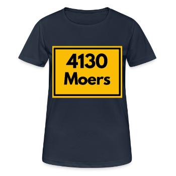 Ortsschild - damals Retro alte PLZ 4130 MOERS - Frauen T-Shirt atmungsaktiv - Dunkelnavy - Vorne - AI Model Female 172 light (172cm)