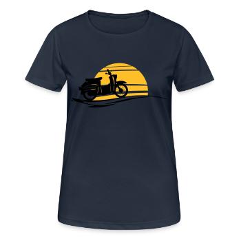 Fahrzeug - Schwalbe Sonne - Frauen T-Shirt atmungsaktiv - Dunkelnavy - Vorne - AI Model Female 172 light (172cm)