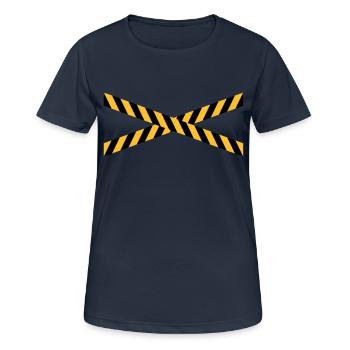 Ruban d'avertissement de conception de ligne - T-shirt respirant Femme - bleu marine foncé - Devant - AI Model Female 172 light (172cm)