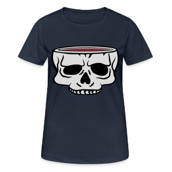 Cartoon Skull Cup Horror - Women's Breathable T-Shirt - dark navy - Front - AI Model Female 172 light (172cm)