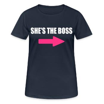 Sie ist der Boss - Frauen T-Shirt atmungsaktiv - Dunkelnavy - Vorne - AI Model Female 172 light (172cm)