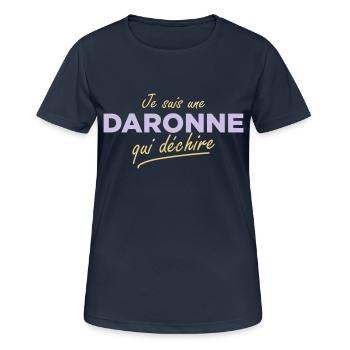 Je suis une daronne qui déchire - T-shirt respirant Femme - bleu marine foncé - Devant - AI Model Female 172 light (172cm)