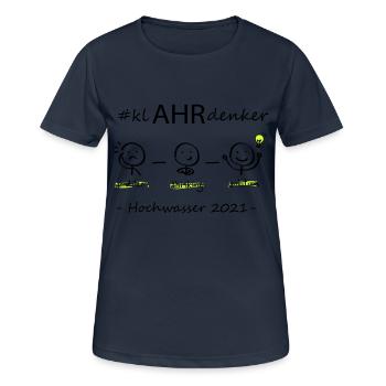 We AHR together | Ahrtal Hochwasser SolidAHRität - Frauen T-Shirt atmungsaktiv - Dunkelnavy - Vorne - AI Model Female 172 light (172cm)