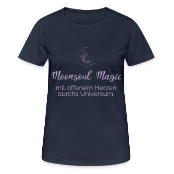 Mounsoul Magic - Herzensreise durchs Universum - Frauen T-Shirt atmungsaktiv - Dunkelnavy - Vorne - AI Model Female 172 light (172cm)