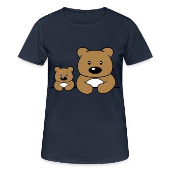 child young baby dad mom family 2 friends team - Women's Breathable T-Shirt - dark navy - Front - AI Model Female 172 light (172cm)
