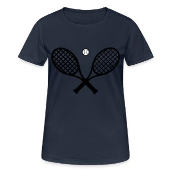 Tennis racket and tennis ball - Women's Breathable T-Shirt - dark navy - Front - AI Model Female 172 light (172cm)