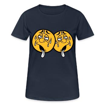2 amis équipe couple visage dessin animé cercle de dessin animé ru - T-shirt respirant Femme - bleu marine foncé - Devant - AI Model Female 172 light (172cm)