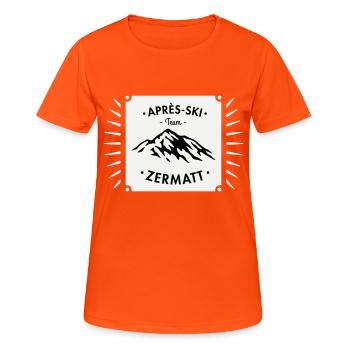 Après-Ski Zermatt - T-shirt respirant Femme - orange néon - Devant - AI Model Female 172 dark (172cm)