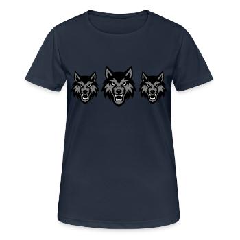 Wolf Kopf Gruppe Rudel - Frauen T-Shirt atmungsaktiv - Dunkelnavy - Vorne - AI Model Female 172 light (172cm)