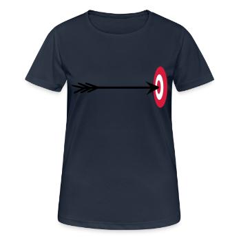 bogenschuetze zielscheibe mitte getroffen pfeil bo - Frauen T-Shirt atmungsaktiv - Dunkelnavy - Vorne - AI Model Female 172 light (172cm)