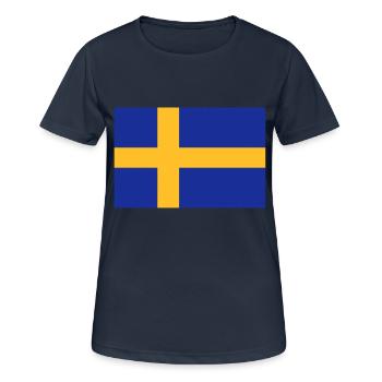 drapeau_suede - Frauen T-Shirt atmungsaktiv - Dunkelnavy - Vorne - AI Model Female 172 light (172cm)