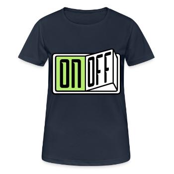 on off switch button button turn off - Women's Breathable T-Shirt - dark navy - Front - AI Model Female 172 light (172cm)