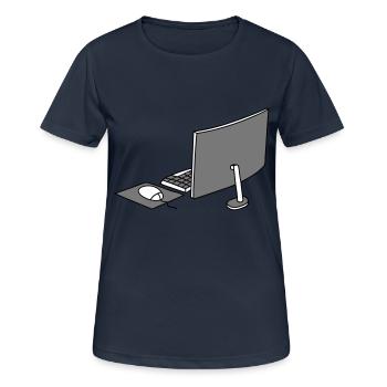 maus tastatur bildschirm home office buero arbeits - Frauen T-Shirt atmungsaktiv - Dunkelnavy - Vorne - AI Model Female 172 light (172cm)