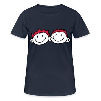 2 freunde kopf gesicht paar familie gemalt kind kr - Frauen T-Shirt atmungsaktiv - Dunkelnavy - Vorne - AI Model Female 172 light (172cm)