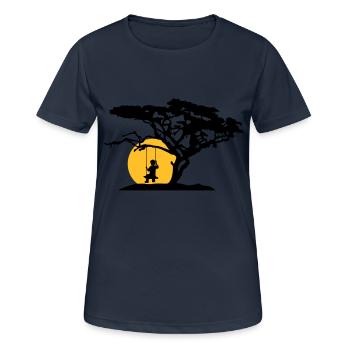 sun silhouette tree africa savanna lonely trauri - Women's Breathable T-Shirt - dark navy - Front - AI Model Female 172 light (172cm)