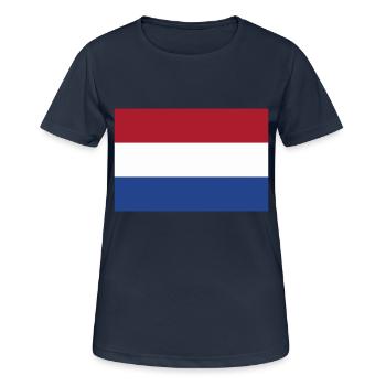 Flagge Niederlande (Holland) / Holland Flagge - Frauen T-Shirt atmungsaktiv - Dunkelnavy - Vorne - AI Model Female 172 light (172cm)