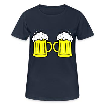 Bierglas Anstoßen - Frauen T-Shirt atmungsaktiv - Dunkelnavy - Vorne - AI Model Female 172 light (172cm)