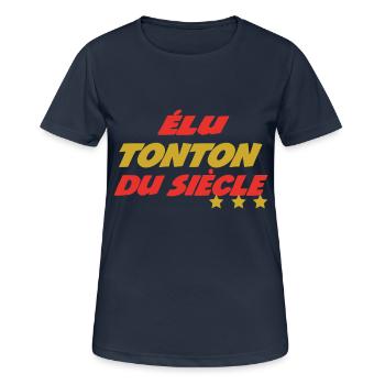 Elu TONTON du siècle - T-shirt respirant Femme - bleu marine foncé - Devant - AI Model Female 172 light (172cm)