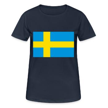 Suède - T-shirt respirant Femme - bleu marine foncé - Devant - AI Model Female 172 light (172cm)
